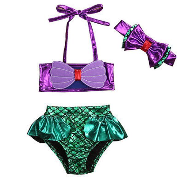 2pcs set princess baby girls little mermaid bikini set bow swimwear swimsuit bathing suit costume baby girls clothes